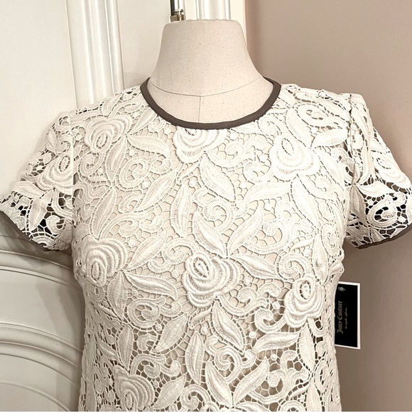 NWT Juicy Couture Guipuere Lace Short Sleeve Top - Angel - Picture 2 of 5